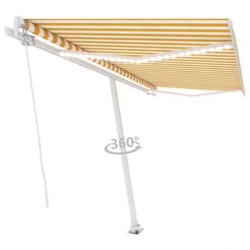 Ročno zložljiva tenda z LED lučkami 400x350 cm rumena in bela