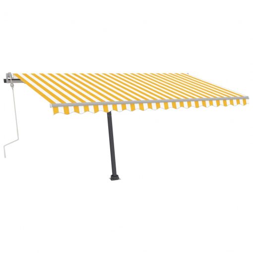 Ročno zložljiva tenda z LED lučkami 400x350 cm rumena in bela