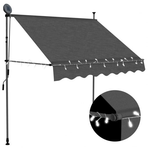 Ročno zložljiva tenda z LED lučmi 100 cm antracitna