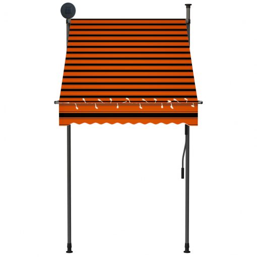 Ročno zložljiva tenda z LED lučmi 100 cm oranžna in rjava