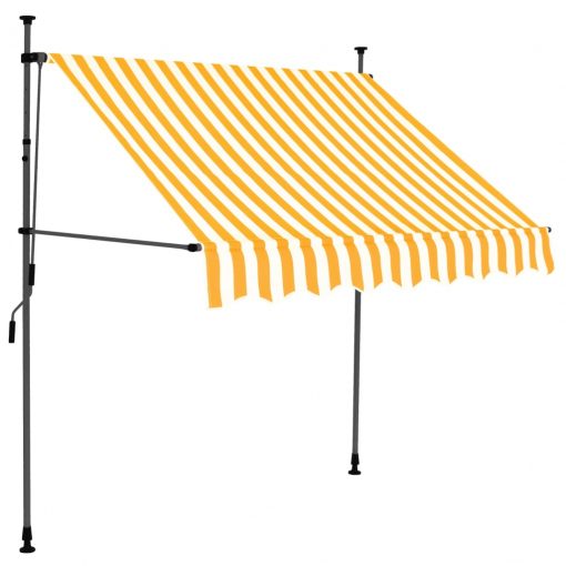 Ročno zložljiva tenda z LED lučmi 150 cm bela in oranžna