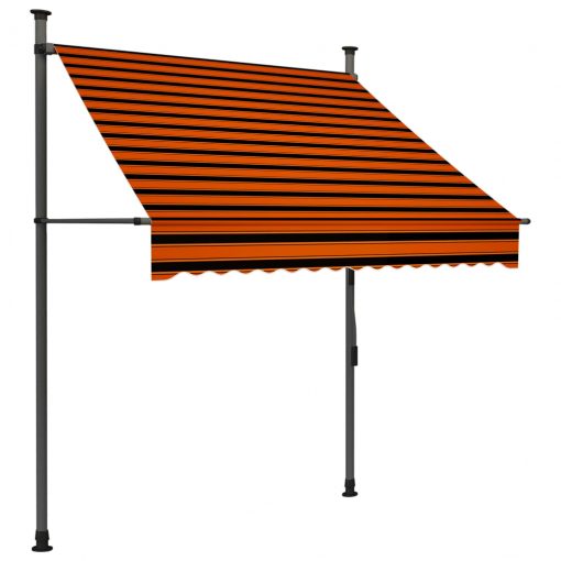 Ročno zložljiva tenda z LED lučmi 150 cm oranžna in rjava