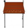 Ročno zložljiva tenda z LED lučmi 150 cm oranžna in rjava