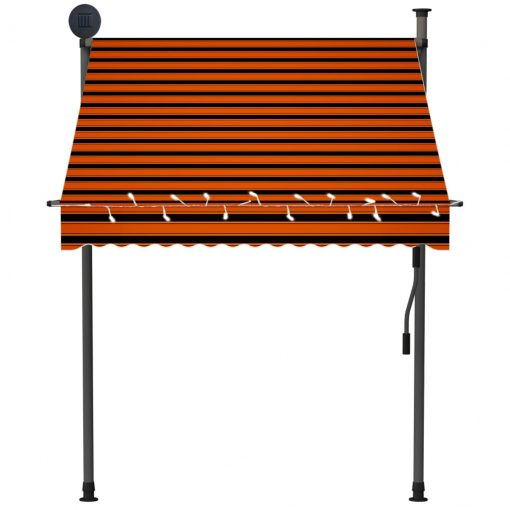Ročno zložljiva tenda z LED lučmi 150 cm oranžna in rjava