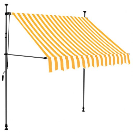 Ročno zložljiva tenda z LED lučmi 200 cm bela in oranžna