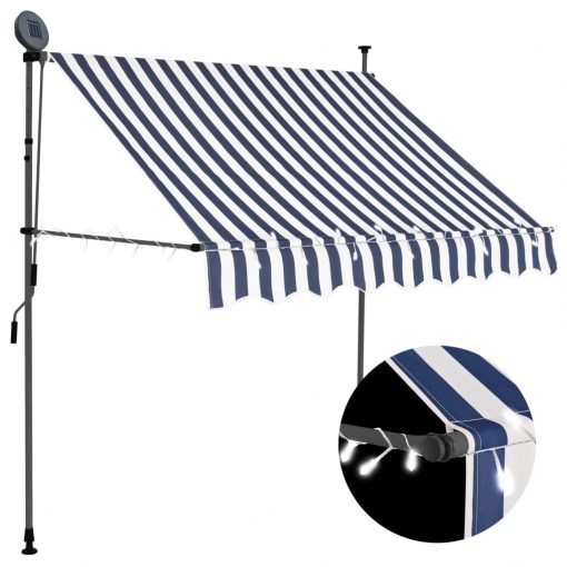 Ročno zložljiva tenda z LED lučmi 200 cm modra in bela