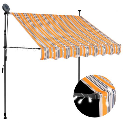 Ročno zložljiva tenda z LED lučmi 200 cm rumena in modra
