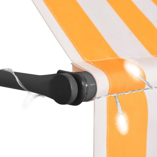 Ročno zložljiva tenda z LED lučmi 250 cm bela in oranžna