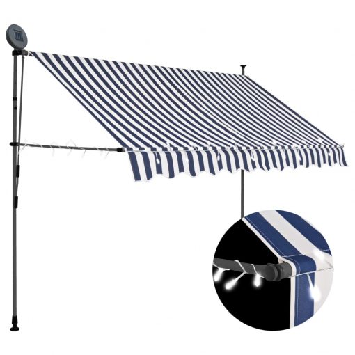 Ročno zložljiva tenda z LED lučmi 250 cm modra in bela