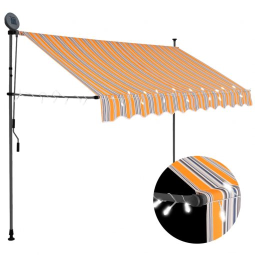 Ročno zložljiva tenda z LED lučmi 250 cm rumena in modra