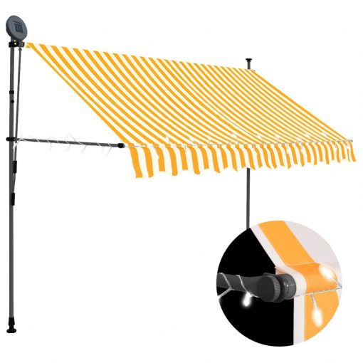 Ročno zložljiva tenda z LED lučmi 300 cm bela in oranžna