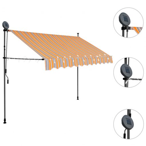 Ročno zložljiva tenda z LED lučmi 300 cm rumena in modra