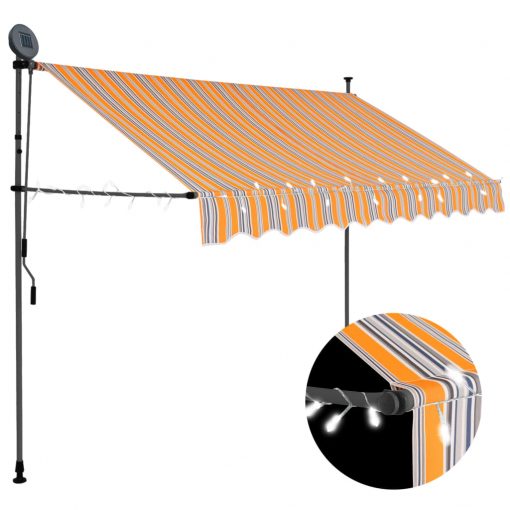 Ročno zložljiva tenda z LED lučmi 300 cm rumena in modra