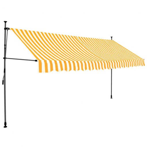 Ročno zložljiva tenda z LED lučmi 350 cm bela in oranžna
