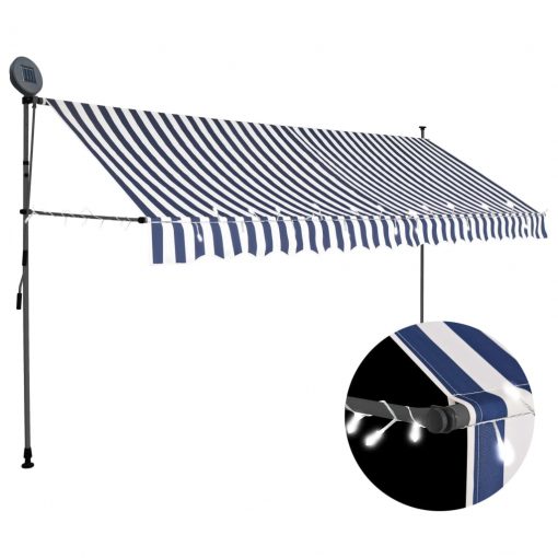 Ročno zložljiva tenda z LED lučmi 350 cm modra in bela