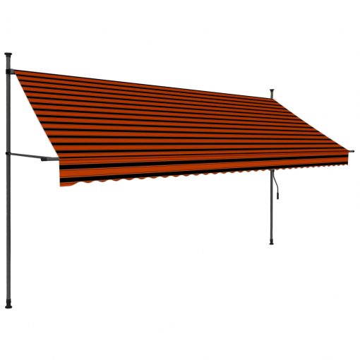 Ročno zložljiva tenda z LED lučmi 350 cm oranžna in rjava