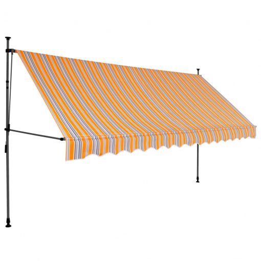 Ročno zložljiva tenda z LED lučmi 350 cm rumena in modra