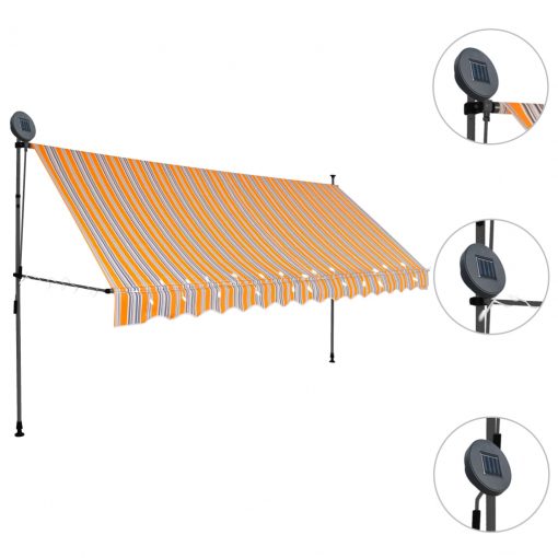 Ročno zložljiva tenda z LED lučmi 350 cm rumena in modra