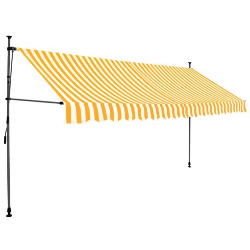 Ročno zložljiva tenda z LED lučmi 400 cm bela in oranžna