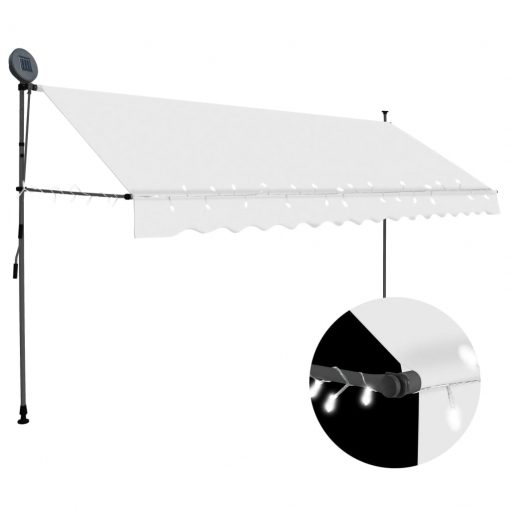 Ročno zložljiva tenda z LED lučmi 400 cm krem