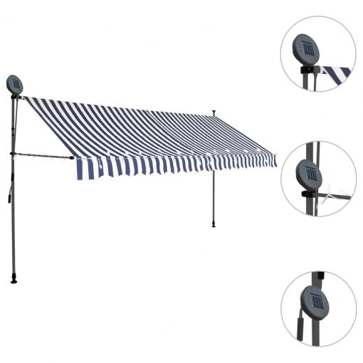 Ročno zložljiva tenda z LED lučmi 400 cm modra in bela