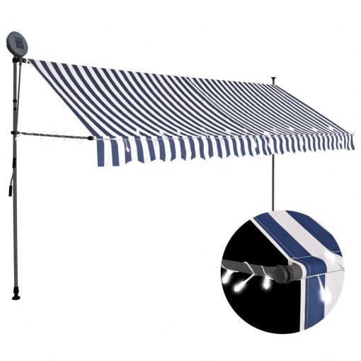 Ročno zložljiva tenda z LED lučmi 400 cm modra in bela