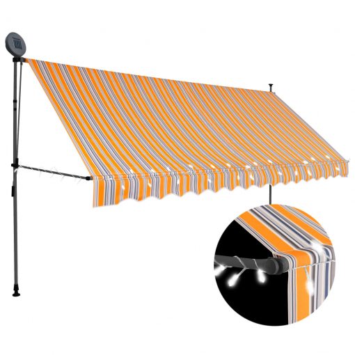 Ročno zložljiva tenda z LED lučmi 400 cm rumena in modra
