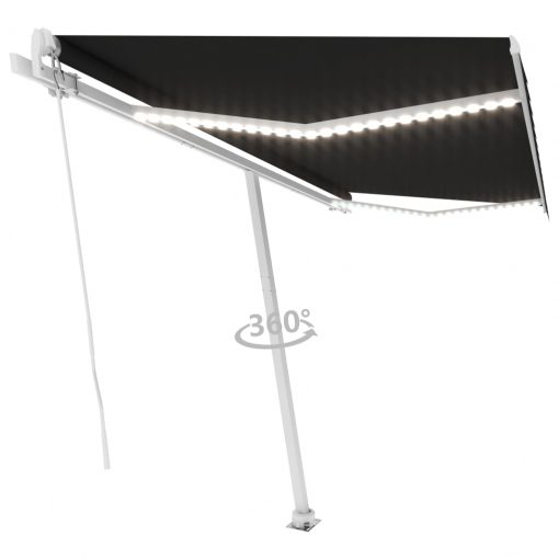 Ročno zložljiva tenda z LED lučmi 400x350 cm antracitna