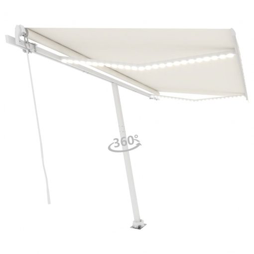 Ročno zložljiva tenda z LED lučmi 400x350 cm krem