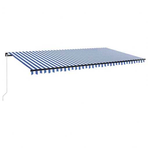 Ročno zložljiva tenda z LED lučmi 600x300 cm modra in bela