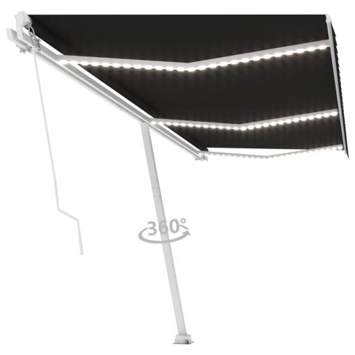 Ročno zložljiva tenda z LED lučmi 600x350 cm antracitna