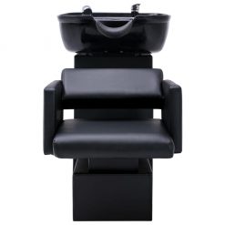 Salonski stol z umivalnikom črn 129x59x82 cm umetno usnje