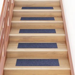 Samolepilne preproge za stopnice 15 kosov 76x20 cm sivo modre