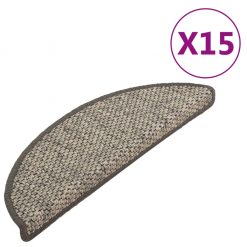 Samolepilne preproge za stopnice sisal 15 kosov 65x25 cm antra.