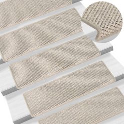 Samolepilne preproge za stopnice sisal 15 kosov 65x25cm srebrne