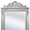 Samostoječe Ogledalo Baročni Stil 160x40 cm Srebrne Barve