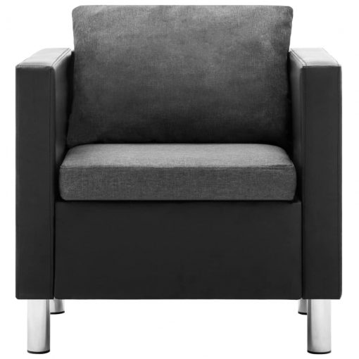 Sedežna garnitura 2-delna umetno usnje črna in svetlo siva
