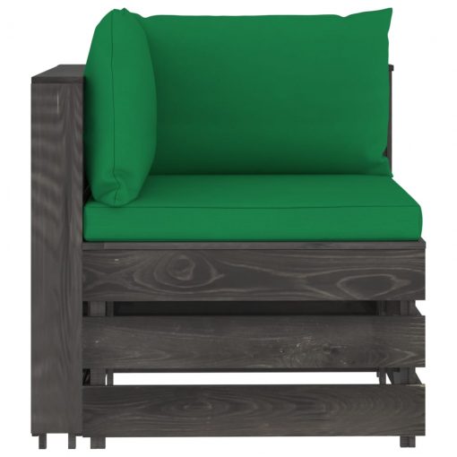Sekcijski kotni kavč z blazinami siv impregniran les