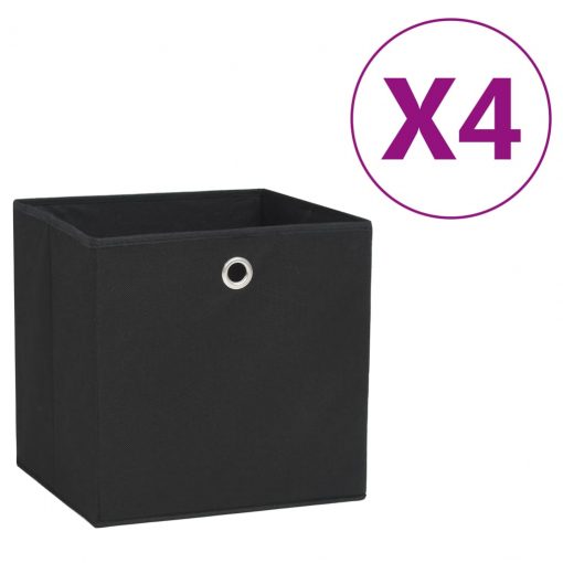Škatle 4 kosi netkano blago 28x28x28 cm črne