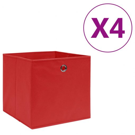 Škatle 4 kosi netkano blago 28x28x28 cm rdeče