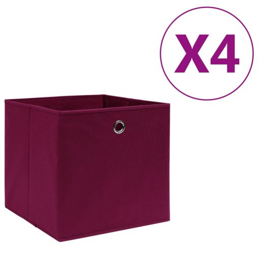 Škatle 4 kosi netkano blago 28x28x28 cm temno rdeče