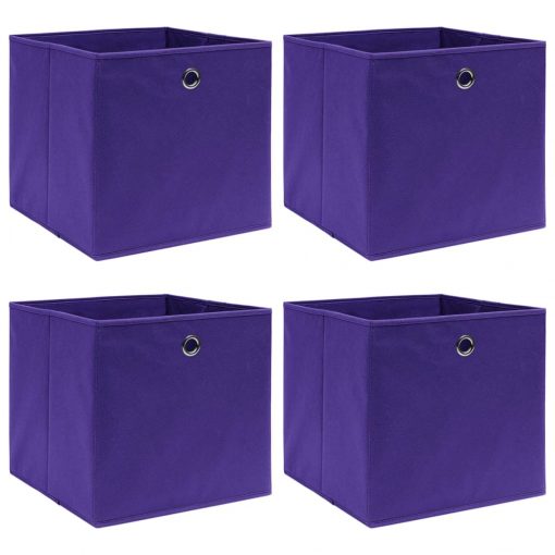 Škatle 4 kosi netkano blago 28x28x28 cm vijolične