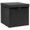 Škatle s pokrovi 10 kosov 28x28x28 cm črne