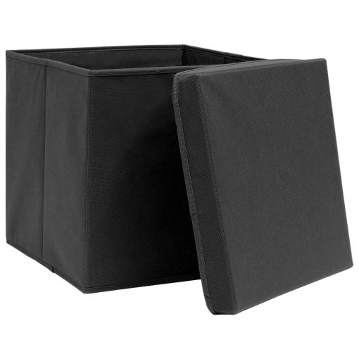 Škatle s pokrovi 10 kosov 28x28x28 cm črne
