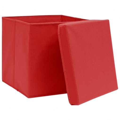 Škatle s pokrovi 10 kosov 28x28x28 cm rdeče