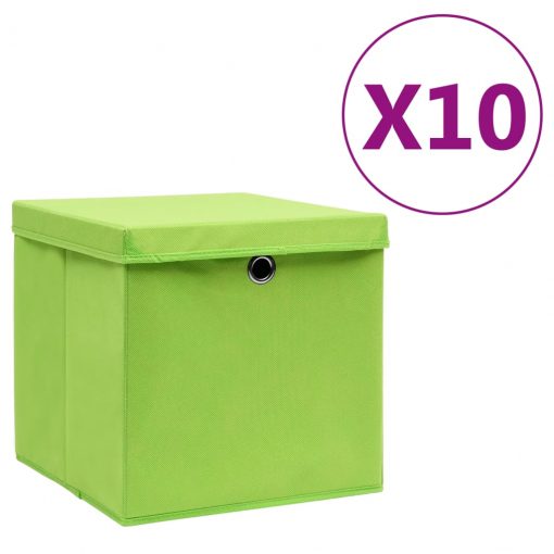 Škatle s pokrovi 10 kosov 28x28x28 cm zelene