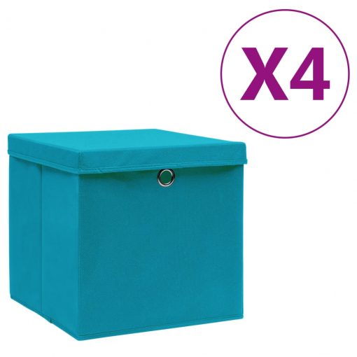 Škatle s pokrovi 4 kosi 28x28x28 cm baby modre