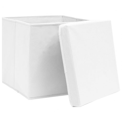 Škatle s pokrovi 4 kosi 28x28x28 cm bele