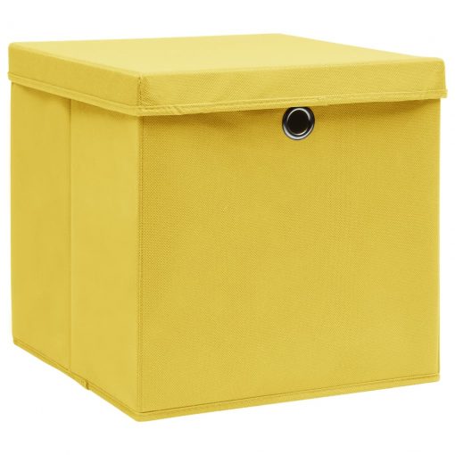 Škatle s pokrovi 4 kosi 28x28x28 cm rumene