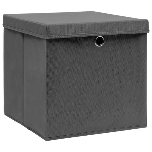 Škatle s pokrovi 4 kosi 28x28x28 cm sive